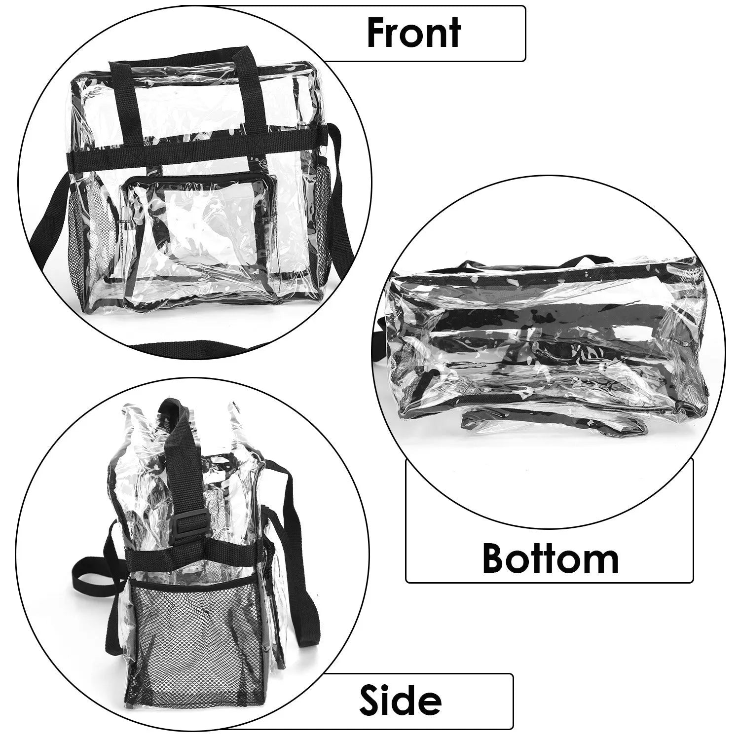 1Pc Clear Crossbody Bag Stadium Approved Clear Transparent Shoulder Bag See Through Zip Pouch Tote Bag Handbag With 11LBS Load Now and Later