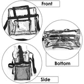1Pc Clear Crossbody Bag Stadium Approved Clear Transparent Shoulder Bag See Through Zip Pouch Tote Bag Handbag With 11LBS Load Now and Later