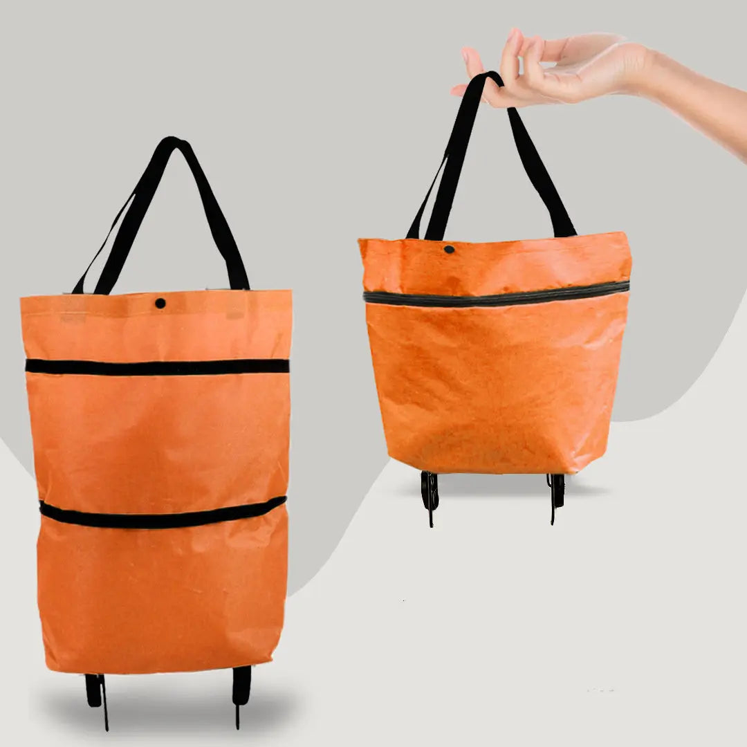 2 in 1 Foldable Shopping Cart with Wheels Premium Oxford Fabric Multifunction Shopping Bag Organizer High Capacity Now and Later