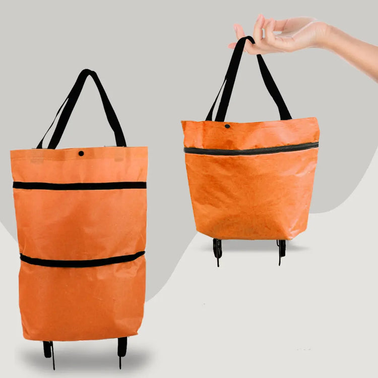 2 in 1 Foldable Shopping Cart with Wheels Premium Oxford Fabric Multifunction Shopping Bag Organizer High Capacity Now and Later