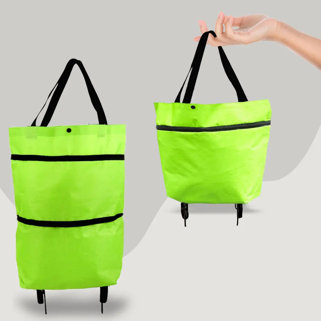 2 in 1 Foldable Shopping Cart with Wheels Premium Oxford Fabric Multifunction Shopping Bag Organizer High Capacity Now and Later