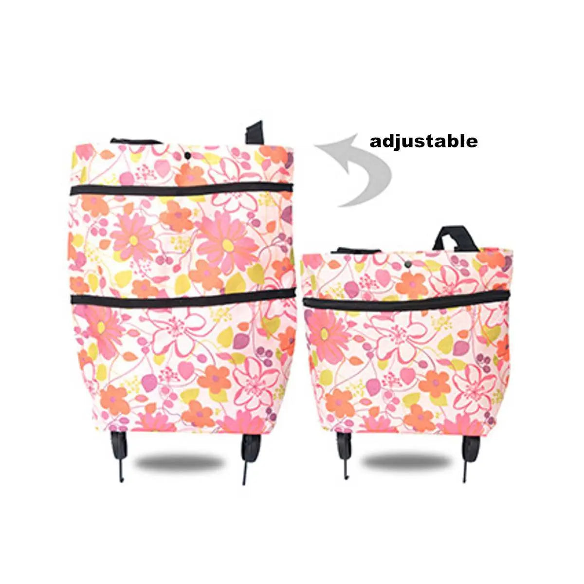 2 in 1 Foldable Shopping Cart with Wheels Premium Oxford Fabric Multifunction Shopping Bag Organizer High Capacity Now and Later