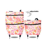 2 in 1 Foldable Shopping Cart with Wheels Premium Oxford Fabric Multifunction Shopping Bag Organizer High Capacity Now and Later