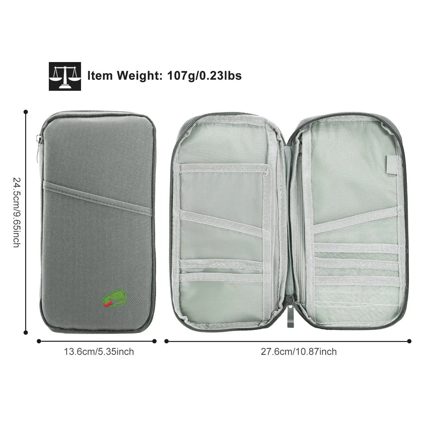 1Pc Travel Passport Wallet 12Cells Ticket ID Credit Card Holder Water Repellent Documents Phone Organizer Zipper Case Business Trip Daily Use Now and Later