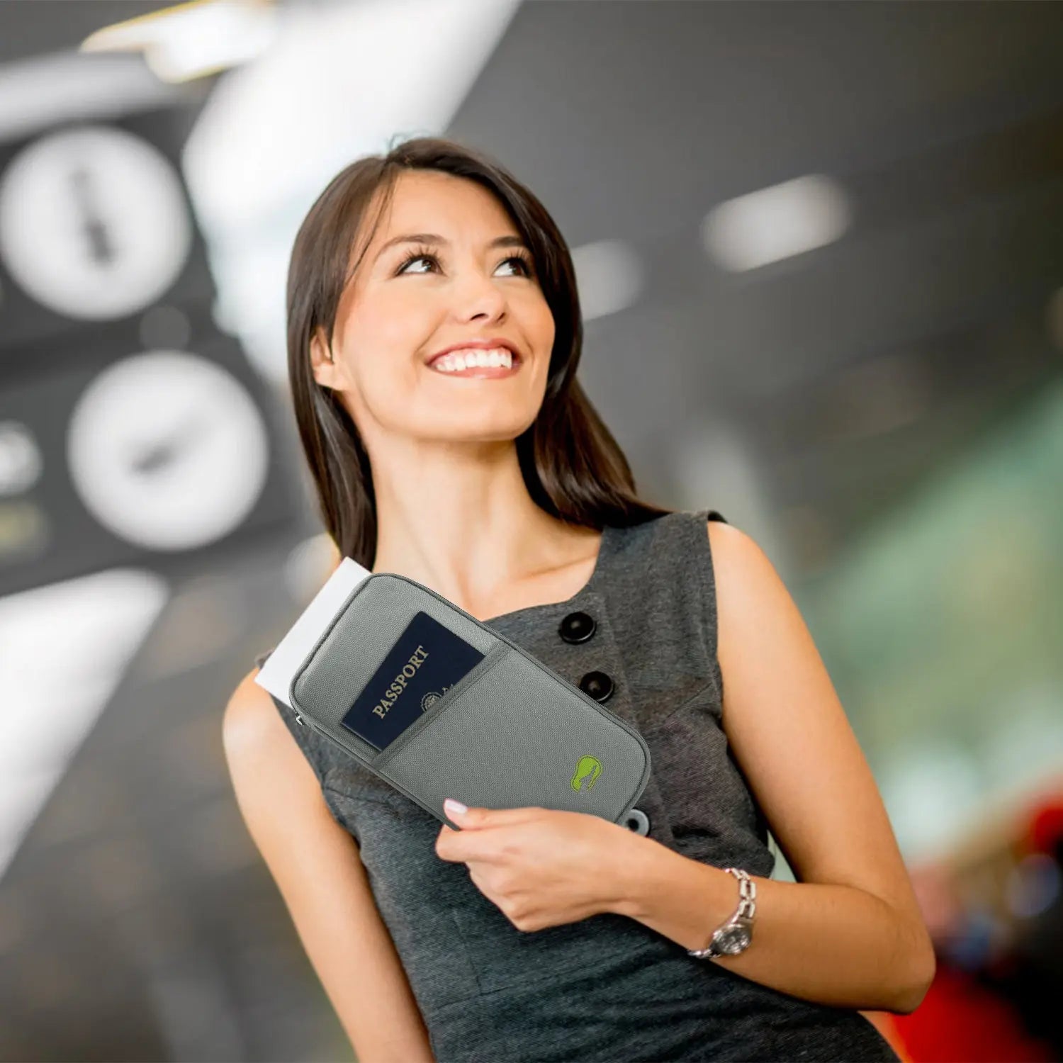 1Pc Travel Passport Wallet 12Cells Ticket ID Credit Card Holder Water Repellent Documents Phone Organizer Zipper Case Business Trip Daily Use Now and Later