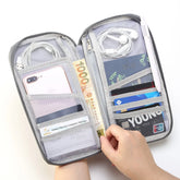 1Pc Travel Passport Wallet 12Cells Ticket ID Credit Card Holder Water Repellent Documents Phone Organizer Zipper Case Business Trip Daily Use Now and Later