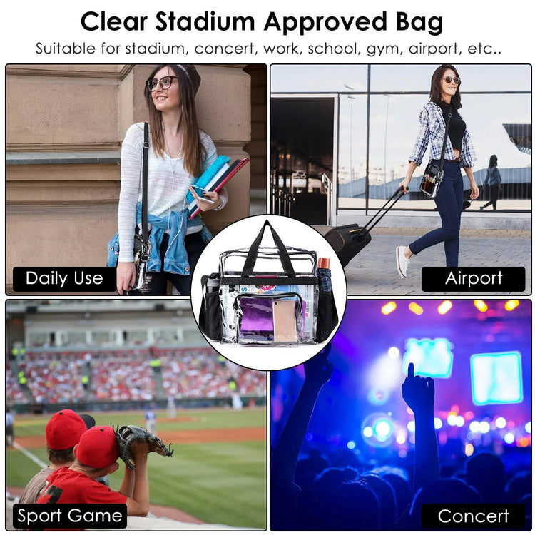 1Pc Clear Crossbody Bag Stadium Approved Clear Transparent Shoulder Bag See Through Zip Pouch Tote Bag Handbag With 11LBS Load Now and Later