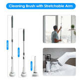 1Set Electric Spin Scrubber Cordless Rechargeable Telescopic Cleaning Brush 6 Replaceable Heads 2 Speed Adjustable Extension Arm Bathroom Tub Tile Floor Now and Later