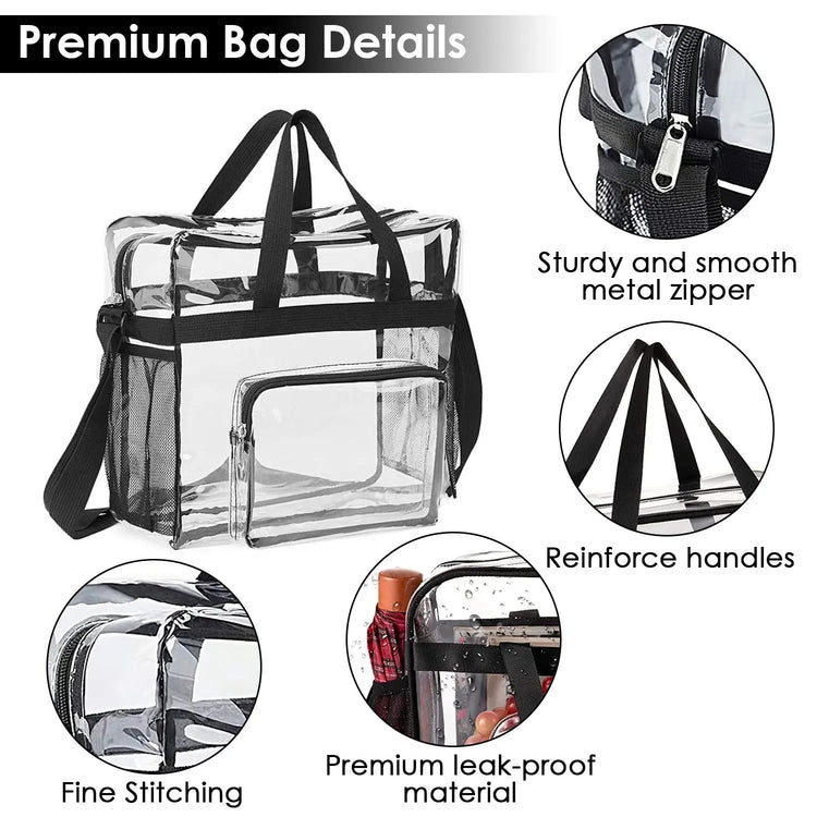 1Pc Clear Crossbody Bag Stadium Approved Clear Transparent Shoulder Bag See Through Zip Pouch Tote Bag Handbag With 11LBS Load Now and Later