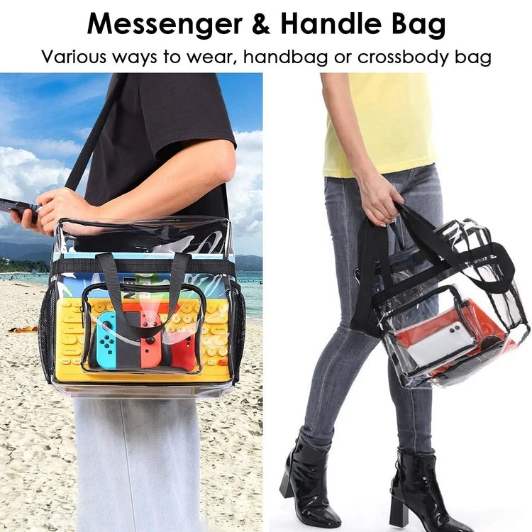 1Pc Clear Crossbody Bag Stadium Approved Clear Transparent Shoulder Bag See Through Zip Pouch Tote Bag Handbag With 11LBS Load Now and Later