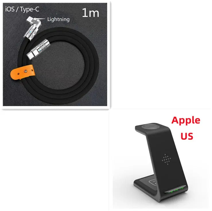 3 In 1 Fast Charging Station Wireless Charger Stand Wireless Quick Charge Dock For Phone Holder Now and Later
