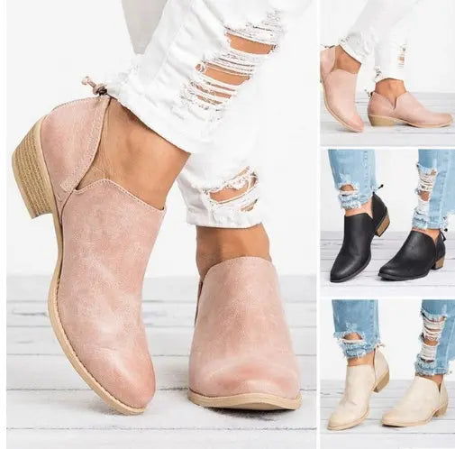 Autumn Women Shoes Retro High Heel Ankle Boots Now and Later