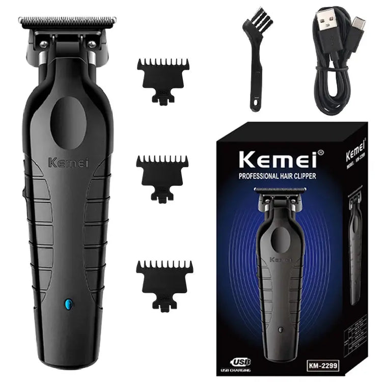Kemei 2299 Barber Cordless Hair Trimmer 0mm Zero Gapped Carving Clipper Detailer Professional Electric Finish Cutting Machine Now and Later