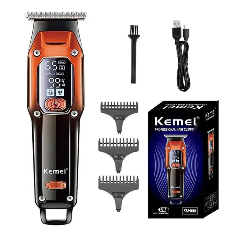 Kemei Hair Trimmer Hair Clipper Professional Barber Trimmer Electric Shaver Hair Cutting Machine Rechargeable Trimmer Men KM-658 Now and Later