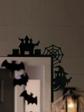 Wooden Halloween Door Corner Decor, Gothic Haunted House, Ghost & Spider Web Design, Black Wall Hanging Ornament for Home Party Now and Later