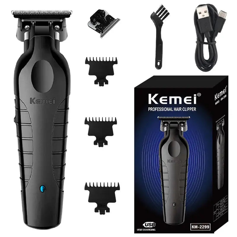 Kemei 2299 Barber Cordless Hair Trimmer 0mm Zero Gapped Carving Clipper Detailer Professional Electric Finish Cutting Machine Now and Later