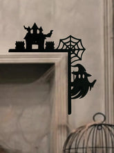Wooden Halloween Door Corner Decor, Gothic Haunted House, Ghost & Spider Web Design, Black Wall Hanging Ornament for Home Party Now and Later