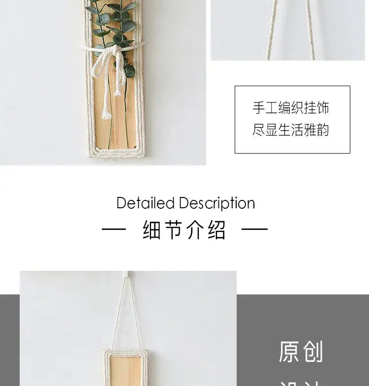 Bohemian with Hand Ceremony Woven Rope Wood Wall Decoration Simple Home Living Room Homestayings Kawaii Room Decor Now and Later