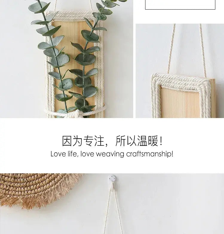 Bohemian with Hand Ceremony Woven Rope Wood Wall Decoration Simple Home Living Room Homestayings Kawaii Room Decor Now and Later