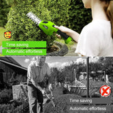 2 In 1 Cordless Electric Hedge Trimmer Rechargeable Handheld Household Lawn Shrub Weeding Pruning Mower Garden Tools Now and Later