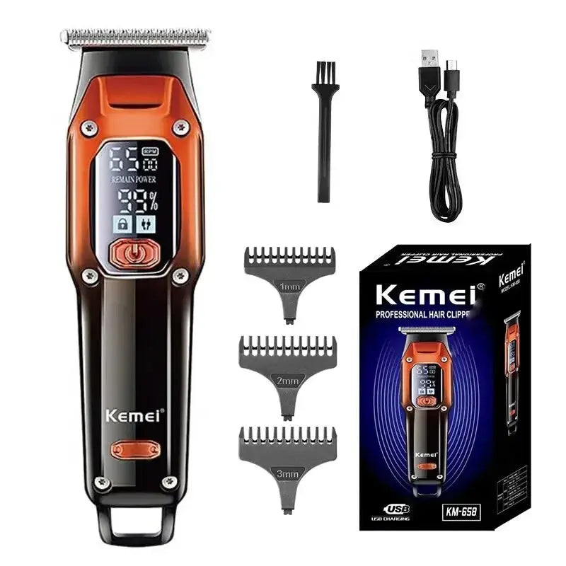Kemei Hair Trimmer Hair Clipper Professional Barber Trimmer Electric Shaver Hair Cutting Machine Rechargeable Trimmer Men KM-658 Now and Later