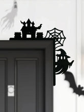 Wooden Halloween Door Corner Decor, Gothic Haunted House, Ghost & Spider Web Design, Black Wall Hanging Ornament for Home Party Now and Later