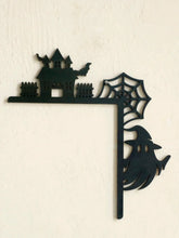 Wooden Halloween Door Corner Decor, Gothic Haunted House, Ghost & Spider Web Design, Black Wall Hanging Ornament for Home Party Now and Later