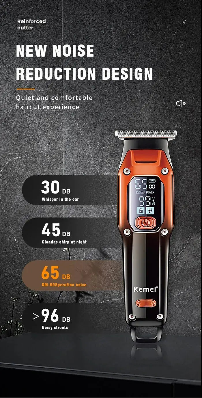 Kemei Hair Trimmer Hair Clipper Professional Barber Trimmer Electric Shaver Hair Cutting Machine Rechargeable Trimmer Men KM-658 Now and Later