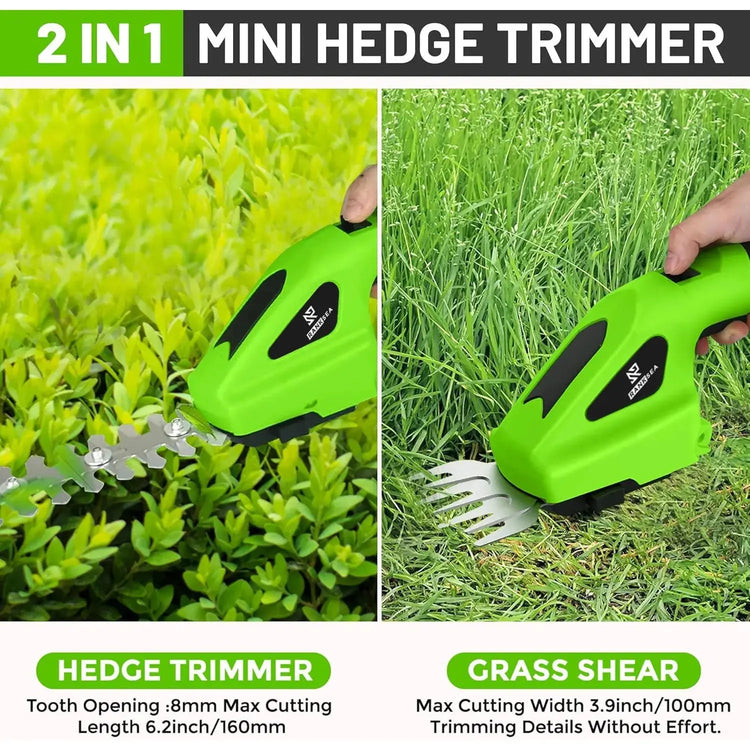 2 In 1 Cordless Electric Hedge Trimmer Rechargeable Handheld Household Lawn Shrub Weeding Pruning Mower Garden Tools Now and Later