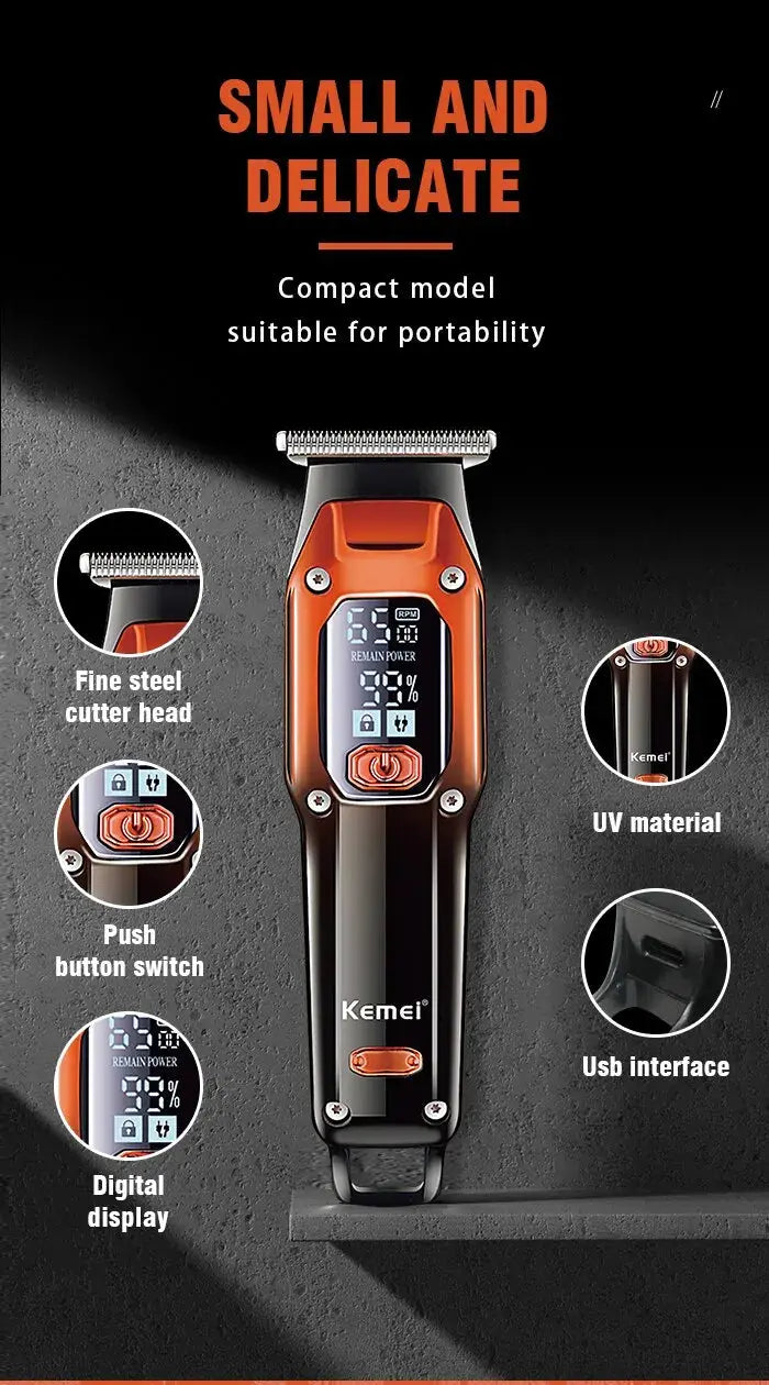 Kemei Hair Trimmer Hair Clipper Professional Barber Trimmer Electric Shaver Hair Cutting Machine Rechargeable Trimmer Men KM-658 Now and Later