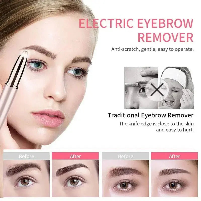 Electric Eyebrow Trimmer Security Hair Removal Eye Brow Epilator USB Charger Mini Shaper Shaver Hair Removal Painless Beauty Now and Later