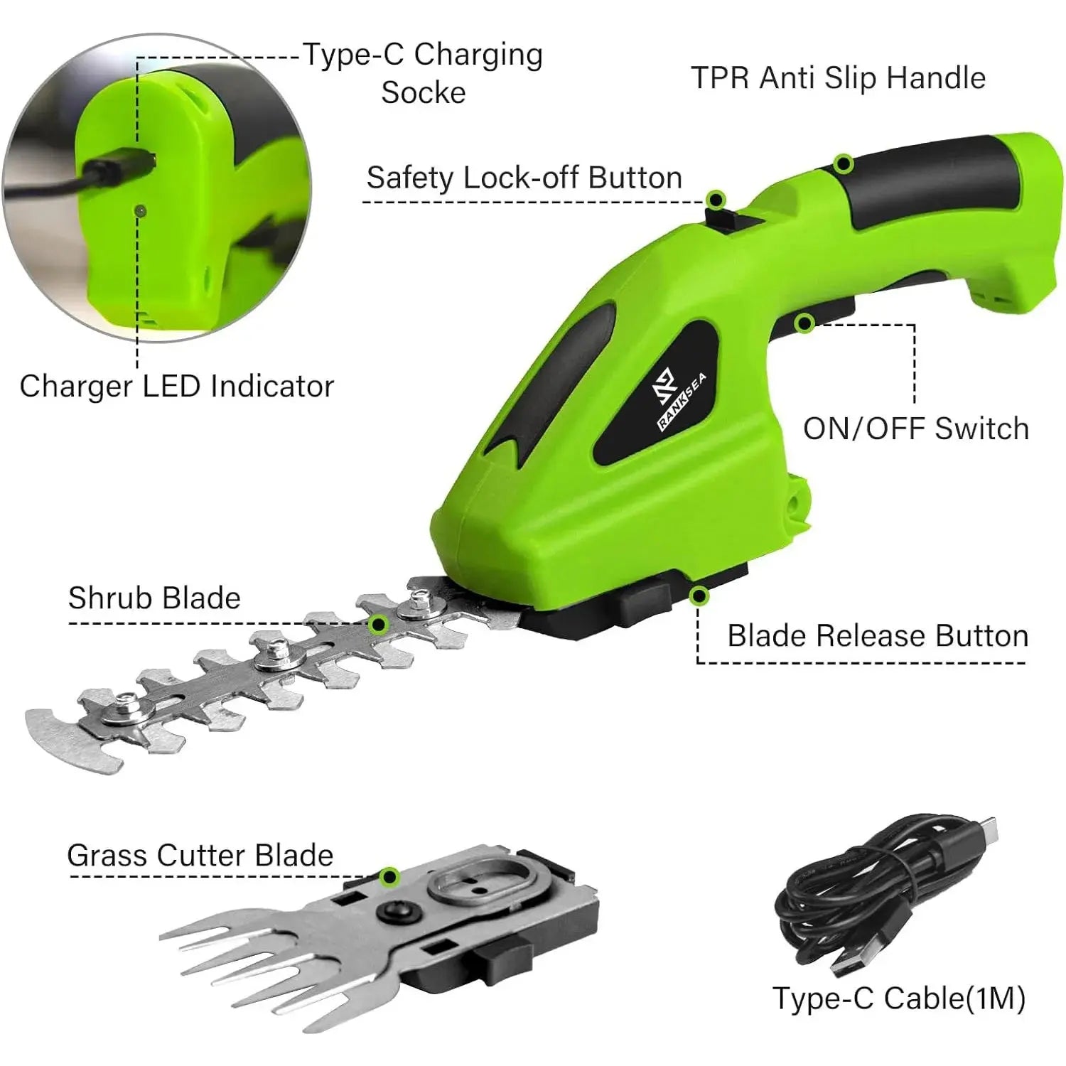 2 In 1 Cordless Electric Hedge Trimmer Rechargeable Handheld Household Lawn Shrub Weeding Pruning Mower Garden Tools Now and Later