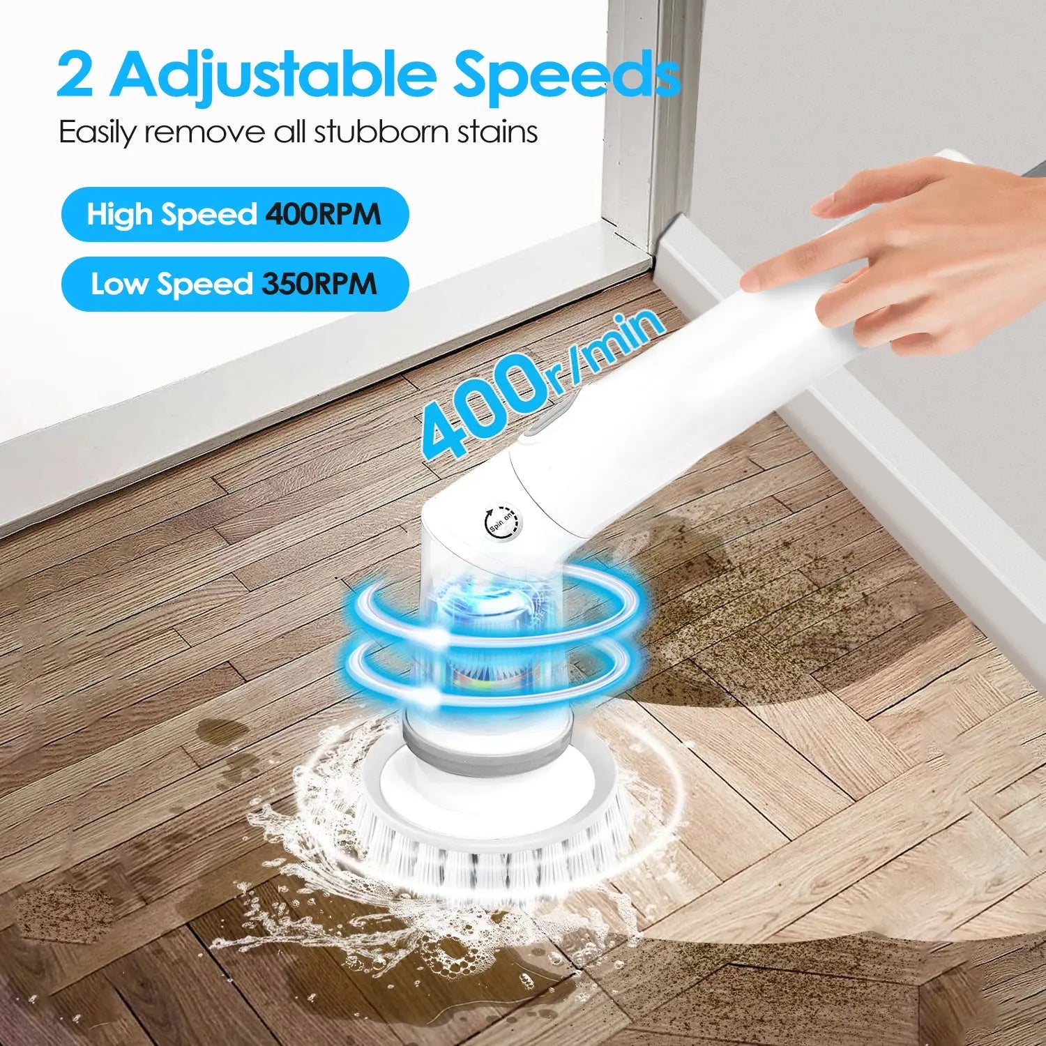 1Set Electric Spin Scrubber Cordless Rechargeable Telescopic Cleaning Brush 6 Replaceable Heads 2 Speed Adjustable Extension Arm Bathroom Tub Tile Floor Now and Later